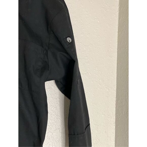Chef Works Basic Black Poly Cotton 3/4 Sleeve Chef Coat - M - Picture 2 of 3